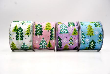 Whimsical Colorful Pine Tree Wired Ribbon - Whimsical Colorful Pine Tree Wired Ribbon